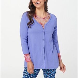 LOGO Principles by Lori Goldstein 3/4 Sleeve Cardigan